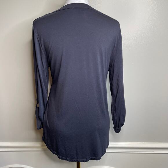 CABLE & GAUGE Gray Geometric Embroidered Super Soft Mid Sleeve Shirt Sz S - Picture 5 of 7